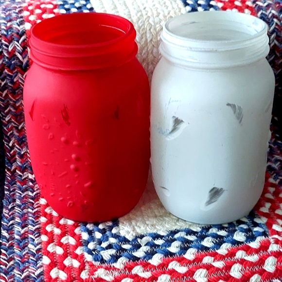 4th of July Set Two Painted burton & BURTON CANNING Jars - Picture 1 of 15